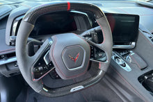 Load image into Gallery viewer, Corvette C8 Z06 OEM GM Carbon Fiber Steering Wheel Interior Leather or Suede Mircofiber with Red Stitching and Center Stripe