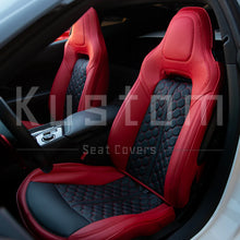 Load image into Gallery viewer, 2014-19 Corvette C7 RED with BLACK HoneyComb Leather Seat Covers Stingray Interior from Kustom Cover (Copy)