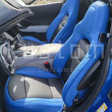Load image into Gallery viewer, 2014-19 Corvette C7 BLUE with Black Leather Seat Covers from KustomCover