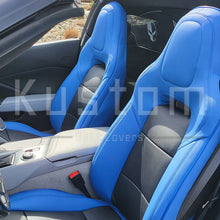 Load image into Gallery viewer, 2014-19 Corvette C7 BLUE with Black Leather Seat Covers from KustomCover