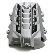 Load image into Gallery viewer, 2020 C8 Corvette Stingray Silver, Engine Cover, 6.2L, Corvette Script Logo, Crossed Flags Logo