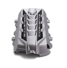Load image into Gallery viewer, 2020 C8 Corvette Stingray Engine Cover, Silver, 6.2L, Corvette Script Logo, Crossed Flags Logo