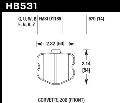 Hawk Brake Pads HB531F570 2006 Corvette ZO6 HPS
