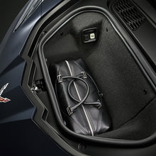 Load image into Gallery viewer, 2020 C8 Corvette Stingray Premium Luggage, Jet Black Leather, Crossed Flags Logo, Single