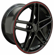 Load image into Gallery viewer, Corvette Wheels C6 Z06 Rims CV07A 17x9.5 Black Redline SET from OE Wheels