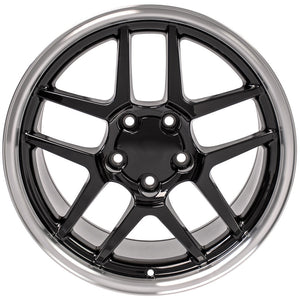 1997 - 2004 Corvette C5 Z06 Rim - CV04 18x10.5 Gloss Black with Machine Lip