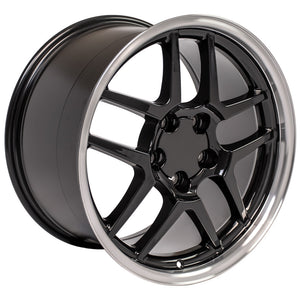 1997 - 2004 Corvette C5 Z06 Rim - CV04 18x10.5 Gloss Black with Machine Lip