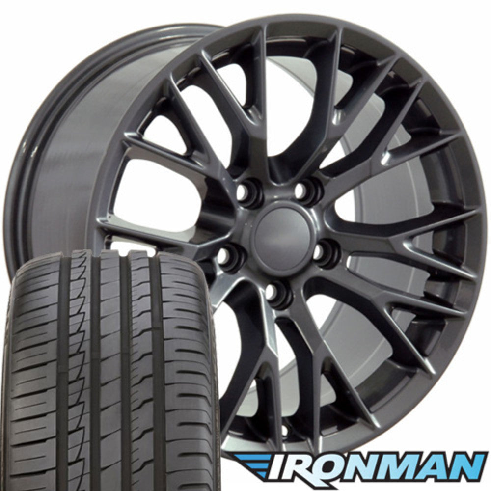 Fits Corvette Wheels And Tires Gunmetal CV22B Corvette Rims And Tires