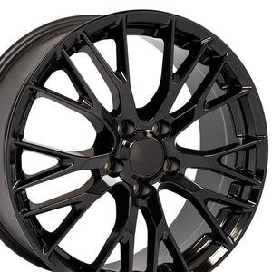 Fits Corvette Wheel - C7 Z06 Rim Style - CV22C 19x8.5 Black Corvette Wheels SET