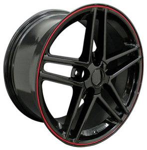Fits Corvette Wheels C6 Z06 Rims CV07A Black Redline 18x10.5/18x9.5 Staggered