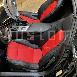2014-19 Corvette C7 BLACK with RED Leather Seat Covers Stingray Interior from Kustom Cover