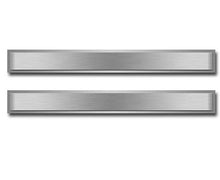 Load image into Gallery viewer, 1968-1977 C3 CORVETTE DOOR SILL PLATES POLISHED WBRUSHED INSERTS DELUXE 2PC  POLISHED BASE WBRUSHED ACCENT PLATE
