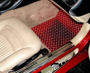 1999-2004 C5/Z06 CORVETTE - RED DIAMOND PLATE ALUMINUM FLOOR MATS 2PC | CHOOSE YEAR | 2000