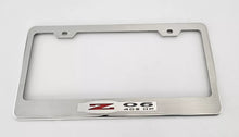 Load image into Gallery viewer, 2001-2004 C5/Z06 CORVETTE - LICENSE PLATE FRAME W/Z06 INLAY | BRUSHED STAINLESS
