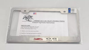 2001-2004 C5/Z06 CORVETTE - LICENSE PLATE FRAME W/Z06 INLAY | BRUSHED STAINLESS