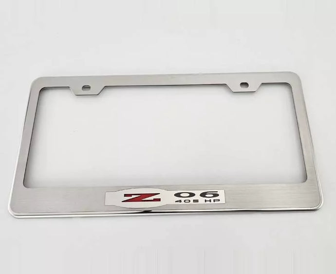 2001-2004 C5/Z06 CORVETTE - LICENSE PLATE FRAME W/Z06 INLAY | BRUSHED STAINLESS