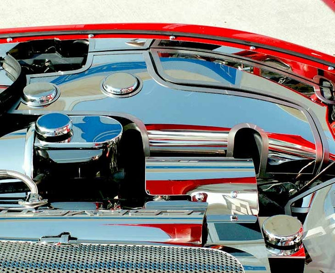 1997-2004 C5Z06 CORVETTE - WINDOW WASH FLUID TANK COVER & CHROME CAP COVERS  MANUAL TRANSMISSION