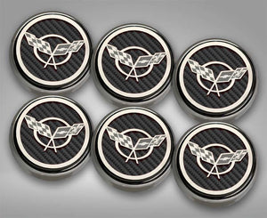 1997-2004 C5Z06 CORVETTE - C5 CROSS FLAG EMBLEM FLUID CAP COVERS 6PC  MANUAL TRANS, CHOOSE COLOR