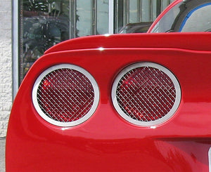 2005-2013 C6 CORVETTE - TAILLIGHT GRILLES LASER MESH 4PC | POLISHED STAINLESS STEEL