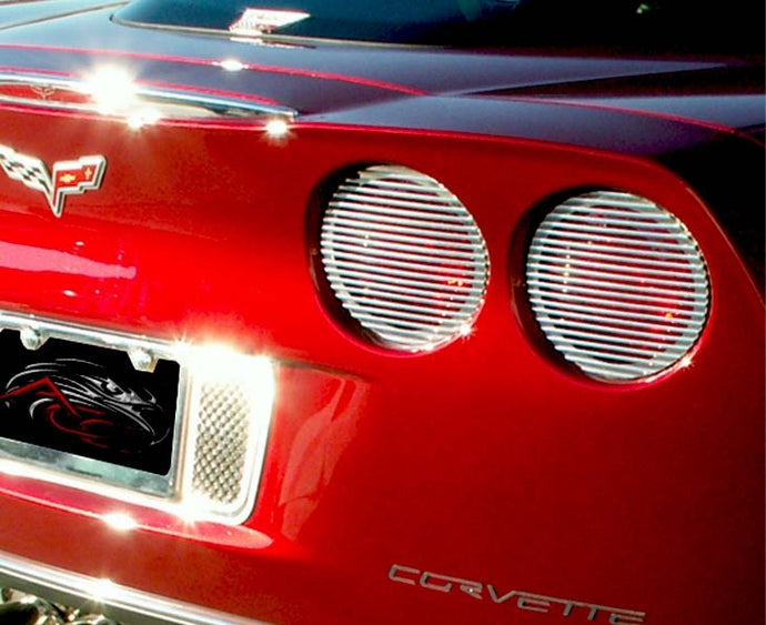 2005-2013 C6 CORVETTE - TAILLIGHT COVERS BILLET STYLE 4PC | POLISHED STAINLESS STEEL