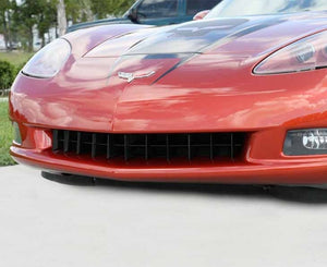 2005-2013 C6 CORVETTE - FRONT GRILLE RETRO STYLE BLAKK STEALTH | BLACK STAINLESS STEEL