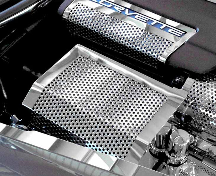 2005-2013 C6 CORVETTE - FUSE BOX COVER PERFORATED STYLE | POLISHED STAINLESS STEEL