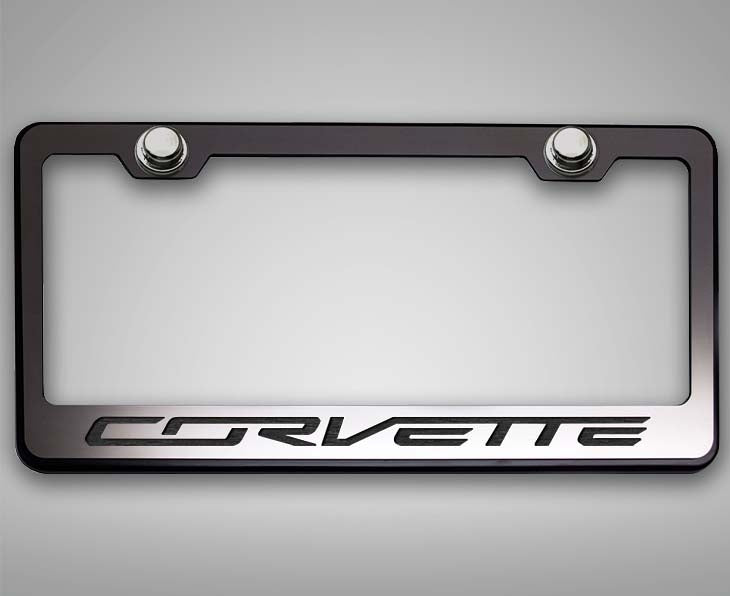 CORVETTE C7 STINGRAY - LICENSE PLATE FRAME CORVETTE LETTERING | BLACK ...