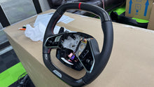 Load image into Gallery viewer, Corvette C8 Z06 OEM GM Carbon Fiber Steering Wheel Interior Leather or Suede Mircofiber with Red Stitching and Center Stripe
