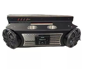 HUMVEE M998 KENWOOD WATERPROOF RADIO CONSOLE, TEXTURED BLACK POWDER COAT W/AMERICAN FLAG