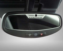 Load image into Gallery viewer, 2010-2014 CAMARO - REAR VIEW MIRROR TRIM &#39;CAMARO&#39; OVAL MIRROR | BRUSHED, CHOOSE SENSOR Y/N | NO SENSOR
