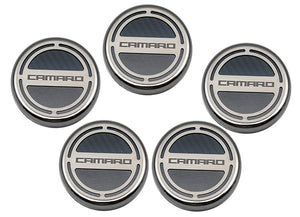 2010-2022 CAMARO - ENGINE FLUID CAP COVERS CAMARO STYLE 5PC  CHOOSE V6 OR V8 & INLAY COLOR