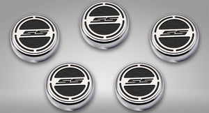 2010-2022 CAMARO SS - ENGINE FLUID CAP COVERS SS STYLE AUTOMATIC 5PC | CHOOSE INLAY COLOR