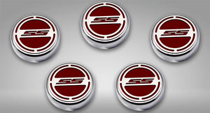 2010-2022 CAMARO SS - ENGINE FLUID CAP COVERS SS STYLE AUTOMATIC 5PC | CHOOSE INLAY COLOR