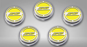 2010-2022 CAMARO SS - ENGINE FLUID CAP COVERS SS STYLE AUTOMATIC 5PC | CHOOSE INLAY COLOR