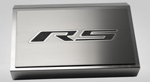 Load image into Gallery viewer, 2016-2021 CAMARO RS - FUSE BOX COVER POLISHED W/BRUSHED RS TOP PLATE | STAINLESS STEEL, CHOOSE INLAY COLOR
