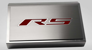 2016-2021 CAMARO RS - FUSE BOX COVER W/RS STYLE TOP PLATE | BRUSHED STAINLESS STEEL, CHOOSE INLAY COLOR