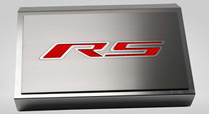 2016-2021 CAMARO RS - FUSE BOX COVER W/RS STYLE TOP PLATE | BRUSHED STAINLESS STEEL, CHOOSE INLAY COLOR