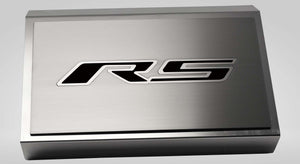 2016-2021 CAMARO RS - FUSE BOX COVER POLISHED W/BRUSHED RS TOP PLATE | STAINLESS STEEL, CHOOSE INLAY COLOR