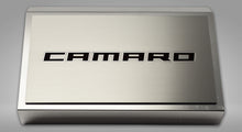 Load image into Gallery viewer, 2016-2021 CAMARO - FUSE BOX COVER BRUSHED W/BRUSHED CAMARO TOP PLATE | STAINLESS STEEL, CHOOSE COLOR
