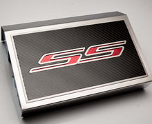 Load image into Gallery viewer, 2016-2021 CAMARO SS - FUSE BOX COVER BRUSHED W/CARBON FIBER SS STYLE TOP PLATE | CHOOSE INLAY COLOR
