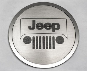 2007-2018 JEEP WRANGLER JK/2018+ JL/2018-2023 - A/C DUCT TRIM PLATES, ETCHED JEEP LOGO 4PC | STAINLESS STEEL