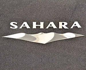 2007-2018 JEEP WRANGLER JK - SAHARA BADGES 2PC | STAINLESS STEEL, CHOOSE FINISH | POLISHED