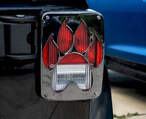 2007-2018 JEEP WRANGLER JK/JKU - PAW PRINT TAIL LIGHT COVERS | STAINLESS STEEL, CHOOSE FINISH | BLACK POWDER COAT