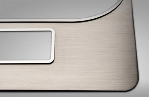 2008-2014 CHALLENGER CENTER DASH TRIM PLATE WITHOUT HEATED SEATS BUTTONS | BRUSHED STAINLESS STEEL