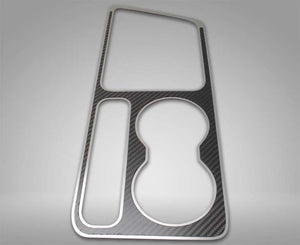 2008-2014 CHALLENGER 5.7/SRT8 - CARBON/FIBER OUTER SHIFTER PLATE OVERLAY 2PC | POLISHED STAINLESS TRIM