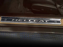 Load image into Gallery viewer, 2015-2023 HELLCAT/DEMON REDEYE CHALLENGER - LED HELLCAT DOOR SILLS | STAINLESS W/REAL CARBON FIBER OVERLAY, CHOOSE COLOR
