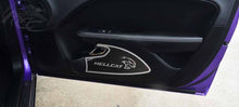 Load image into Gallery viewer, 2015-2023 HELLCAT/DEMON REDEYE CHALLENGER - HELLCAT DOOR BADGES 2PC | STAINLESS W/REAL CARBON FIBER OVERLAY
