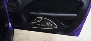 2015-2023 HELLCAT/DEMON REDEYE CHALLENGER - HELLCAT DOOR BADGES 2PC | STAINLESS W/REAL CARBON FIBER OVERLAY