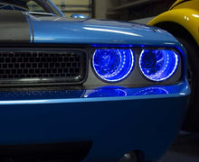 Load image into Gallery viewer, 2008-2014 CHALLENGER - LED HALO HEADLIGHT SURROUNDS 2PC  STAINLESS STEEL, CHOOSE LED COLOR
