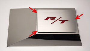 2008-2023 CHALLENGER/2005-2015 CHARGER - FUSE BOX COVER TOP PLATE WITH R/T INLAY | BRUSHED STAINLESS, CHOOSE COLOR